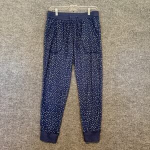 Live Love Lounge Pants Womens Small Blue Polka Dots Jogger Pockets Pajama Casual